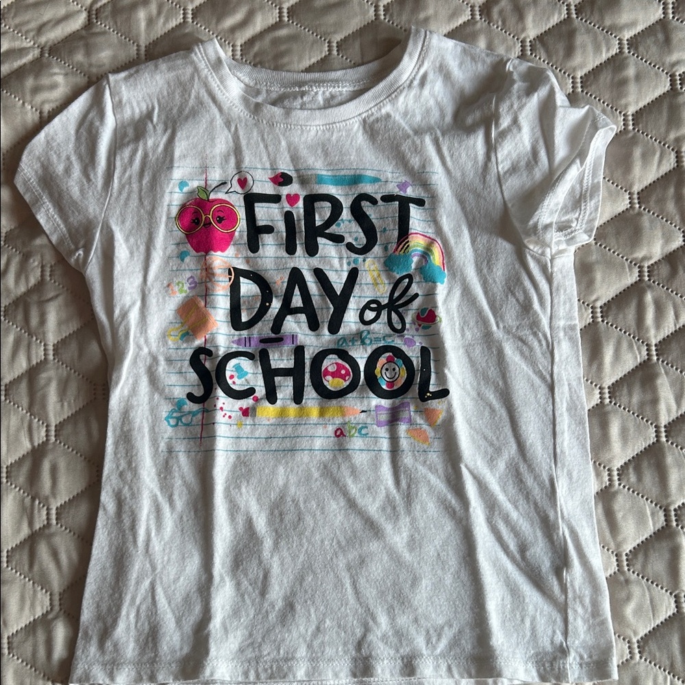 The Children's Place White Tee with Colorful School Design